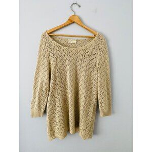 Debbie Morgan Womens Large Light Beige Acrylic Knit Sweater Top